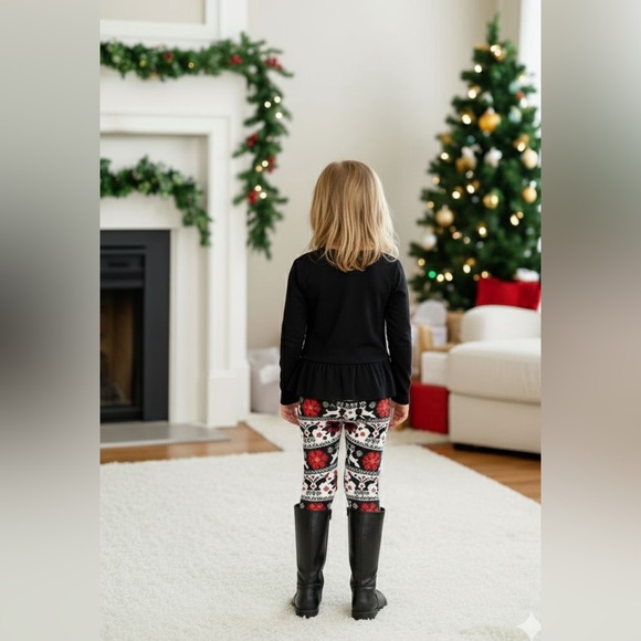 S/L NEW Girls Christmas Reindeer Leggings, Buttery Soft Yoga Pants - Picture 5 of 13